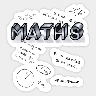 Maths formulae with the word maths in 3d Sticker